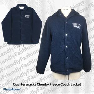 Quartersnacks Chunky Fleece Coach Jacket, Navy Men